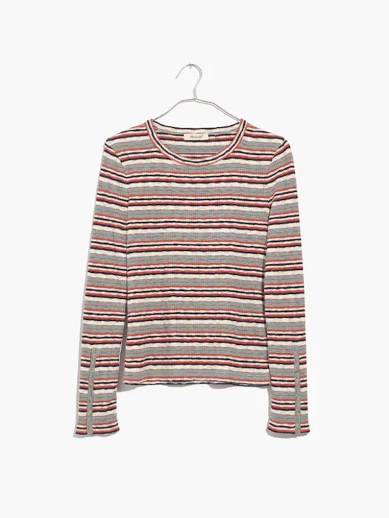 Madewell Tops - Madewell Striped Ribbed Long Sleeve Top - Red, Gray, Navy, Cream